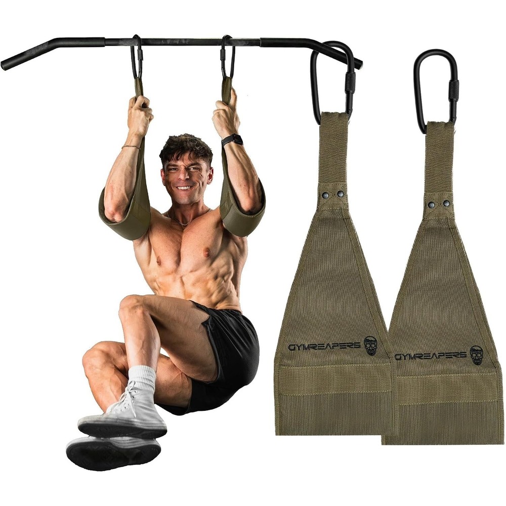 Gymreaper Hanging Ab Straps Padded Adjustable Arm Supports 2 Steel Carabiners